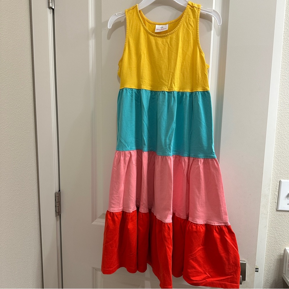 Hanna Andersson Yellow Blue Pink Red Sleeveless Sundress SZ 150 (US 14-16)